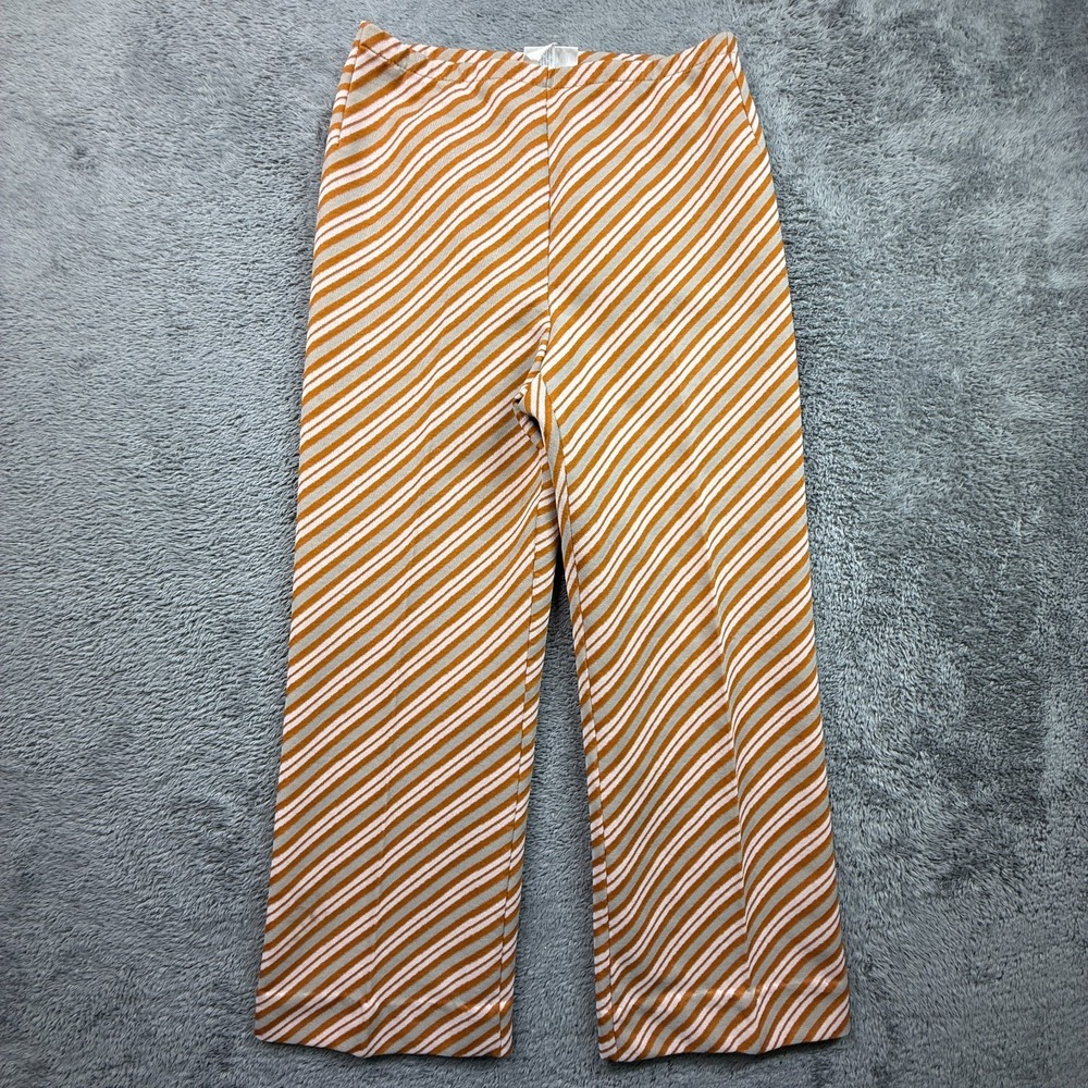 Vintage Jantzen 70s Pull On Pants Wide Leg 27x26 Cropped Striped Stretch Fit